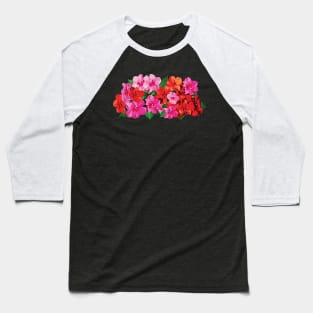 Pink and Red Impatiens Baseball T-Shirt